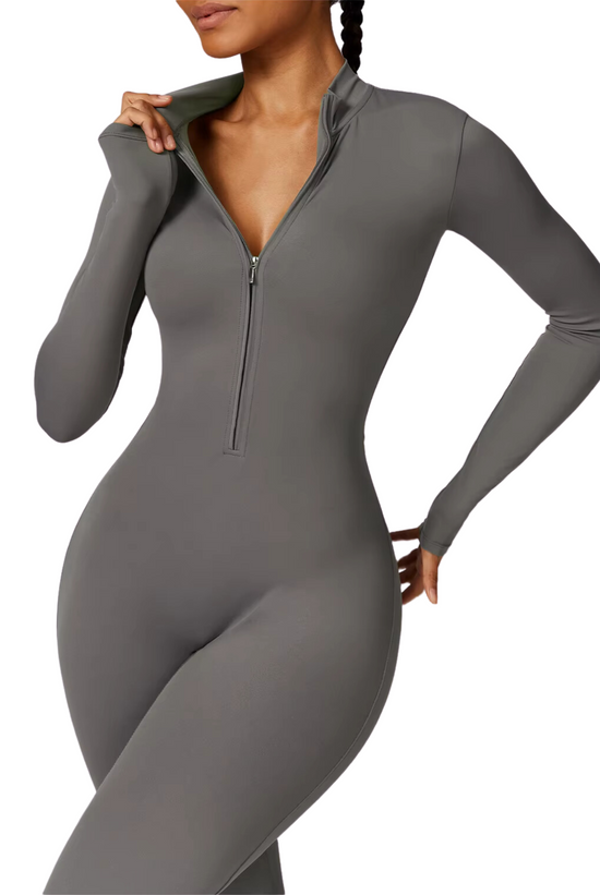 WARM UP ZIPPER LONG JUMPSUIT