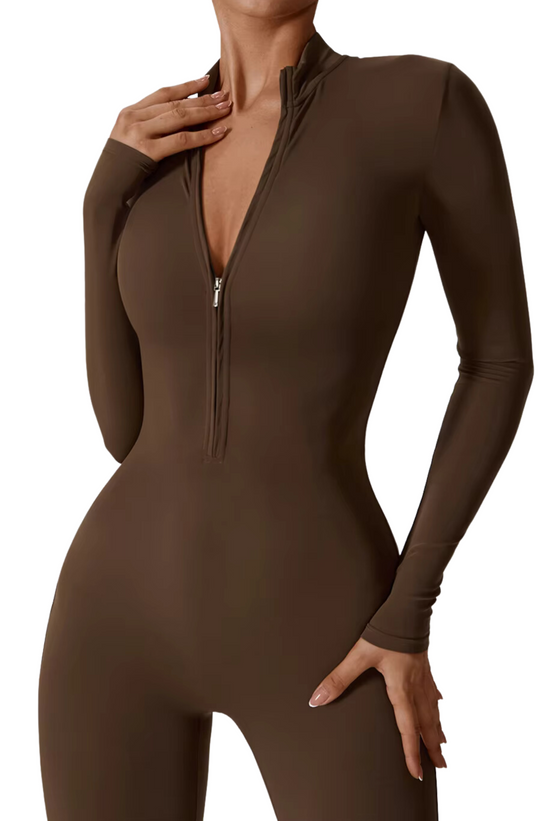 WARM UP ZIPPER LONG JUMPSUIT